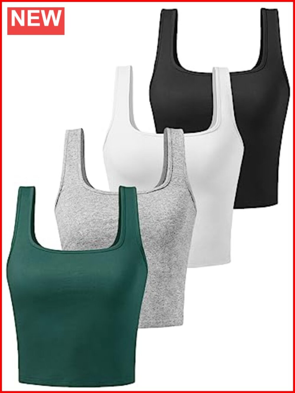 Women's Cotton Spandex Crop Tank Tops 4-Pack Workout Athletic Sleeveless Shirts